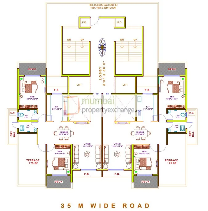 4,10,16,22nd Floor Plan