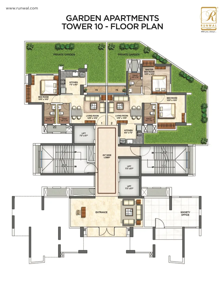 Garden Apartment - 10 Floor