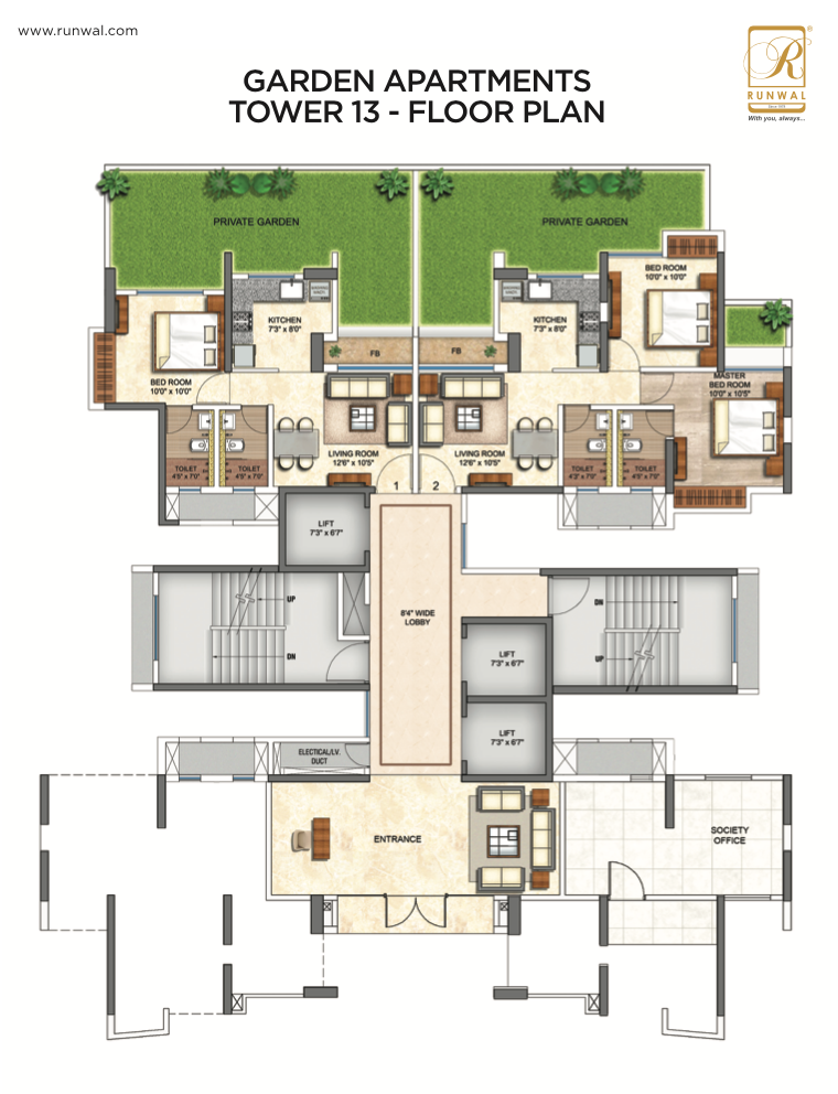 Garden Apartment - 13 Floor