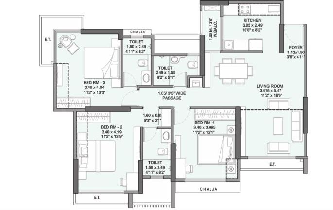 Wadhwa Elite-Platina 3BHK Luxury