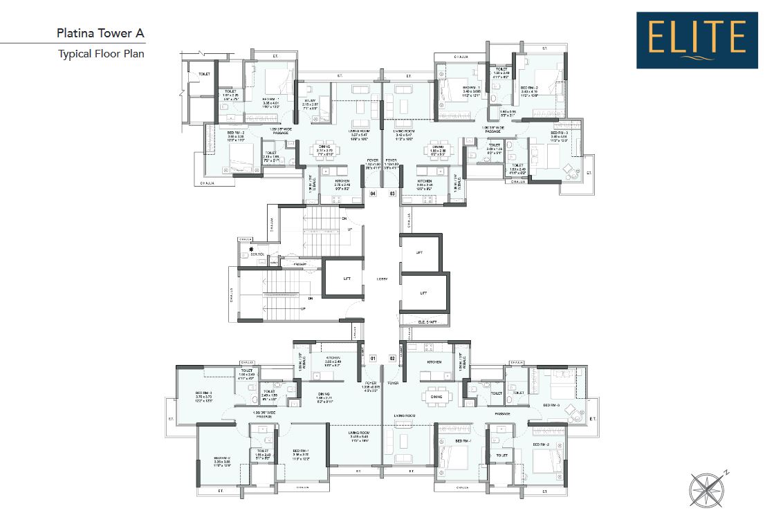 Wadhwa Elite Typical Floor Plan Platina Tower A