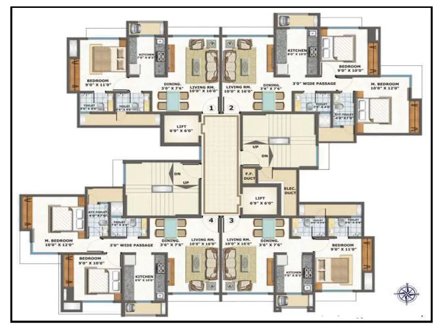 Bhoomi Acres Wing M Typical Floor Plan