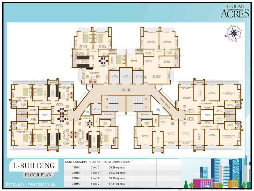 Bhoomi Acres Wing L Typical Floor Plan