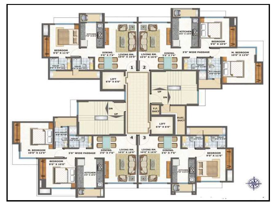 Bhoomi Acres Wing M Typical Floor Plan