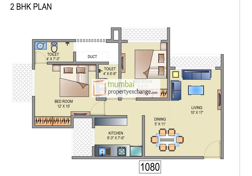 2 BHK Floor Plan