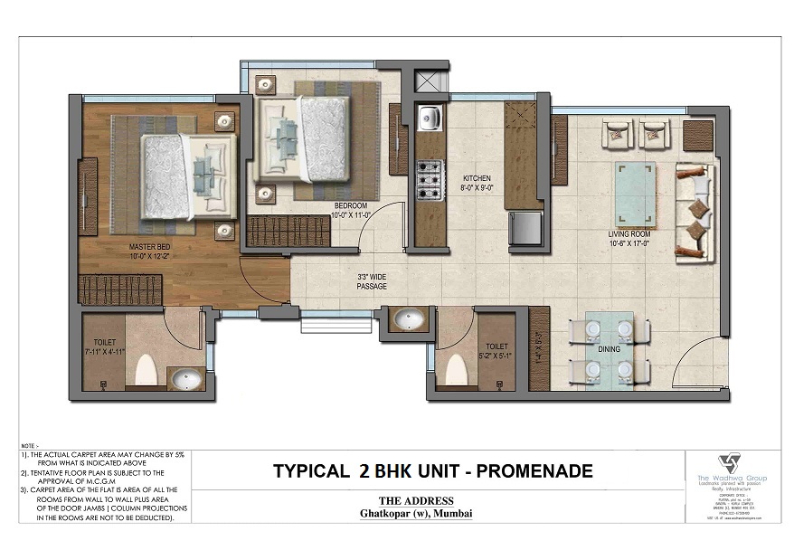 Wadhwa The Address Promenade 2BHK Plan