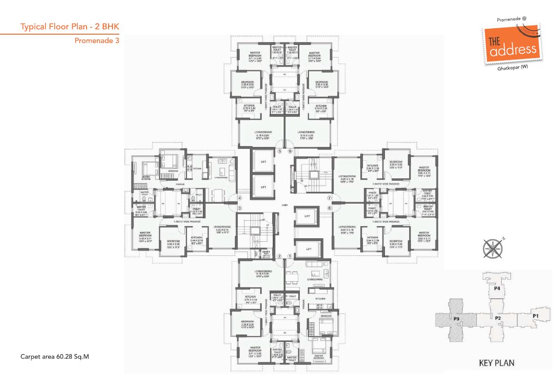 Wadhwa The Address Promenade 2BHK Promenade 3 Typical Plan