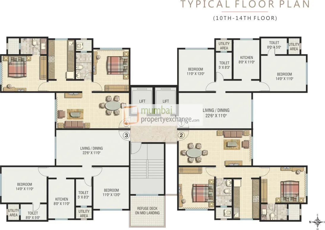 10th - 14th Floor Plan