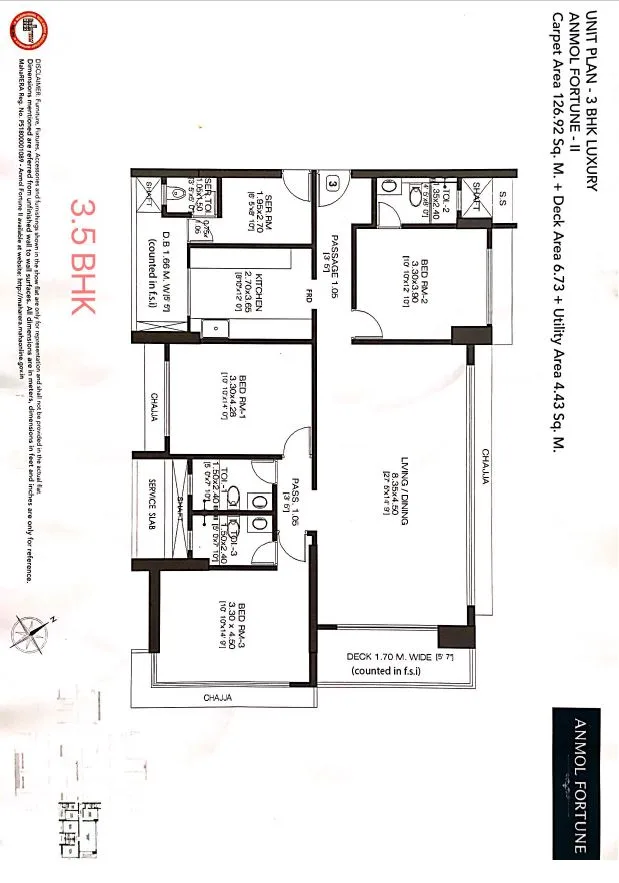 Crown Residences 3.5BHK Unit Plan Fortune II