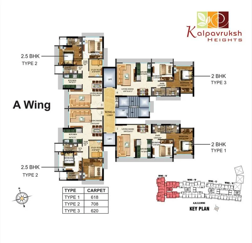 Kalpavruksh Heights Wing A Typical floor Plan