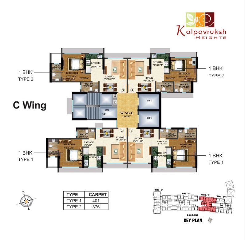 Kalpavruksh Heights Wing C Typical floor Plan