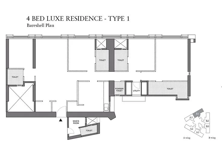 Lodha Trump Tower 4BHK Luxe Type 1-Bareshell Plan