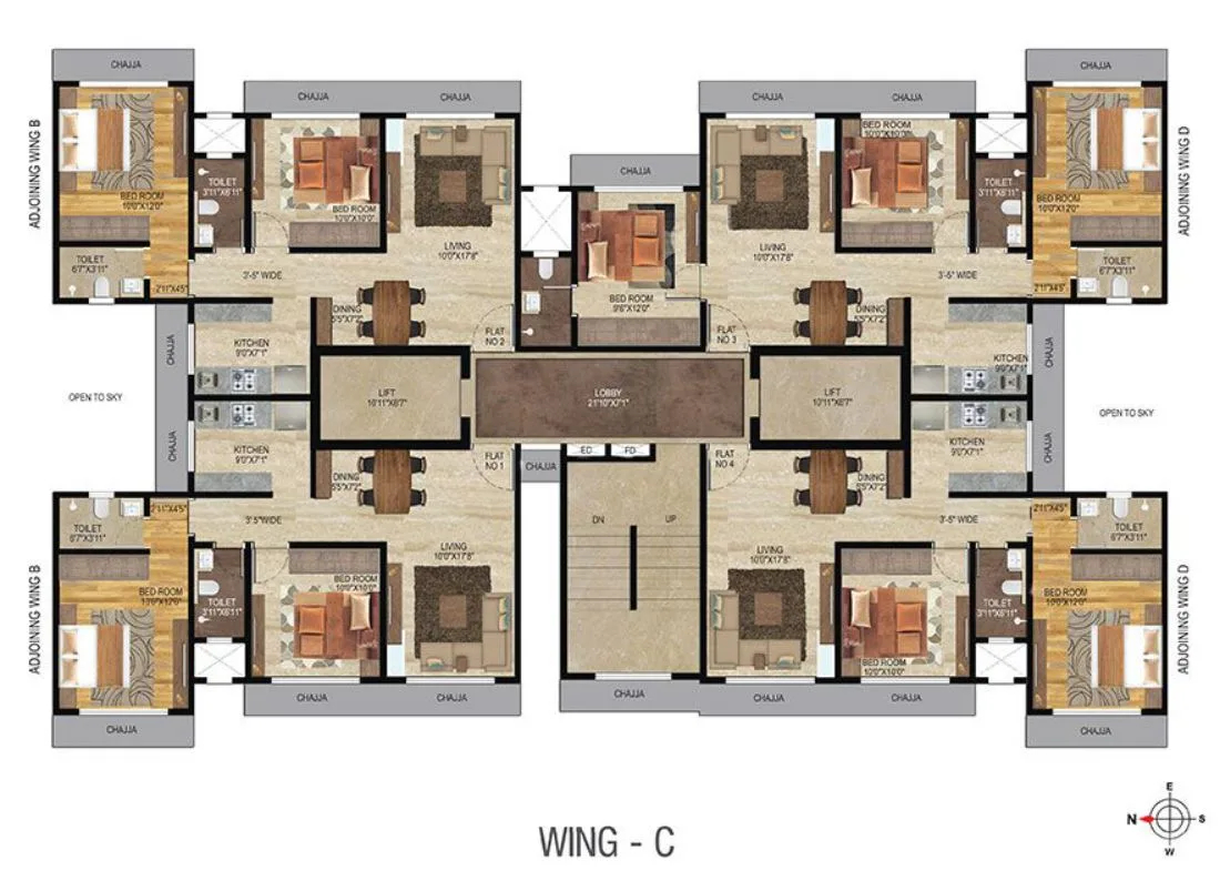 Veena Serenity Wing C Typical floor Plan