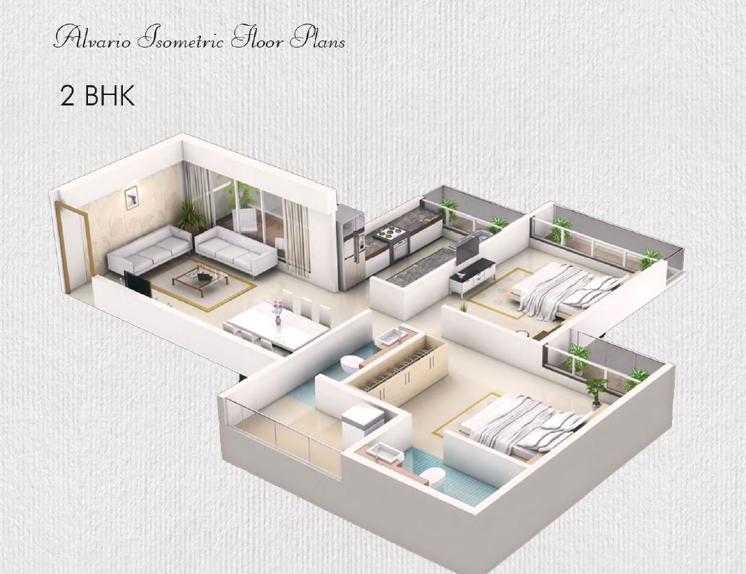 Alvario 2BHK Isometric Plan