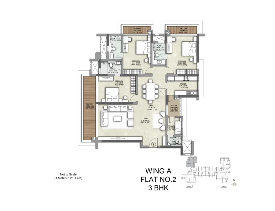 Kalpataru Solitaire Wing A Flat No 02-3BHK