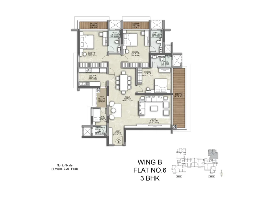 Kalpataru Solitaire Wing B Flat No 06-3BHK