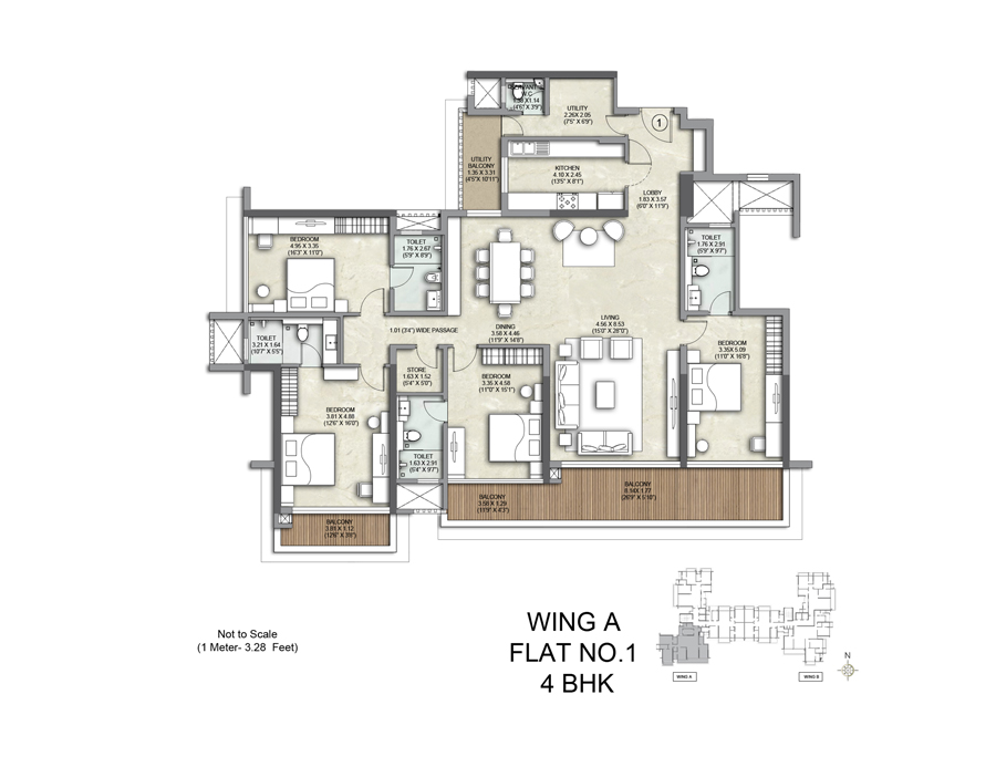 Kalpataru Solitaire Wing A Flat No 01-4BHK