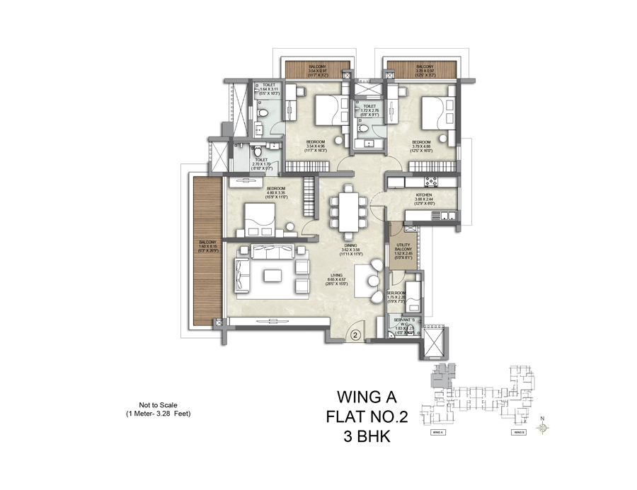 Kalpataru Solitaire Wing A Flat No 02-3BHK