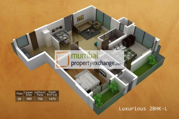 2 BHK Floor Plan