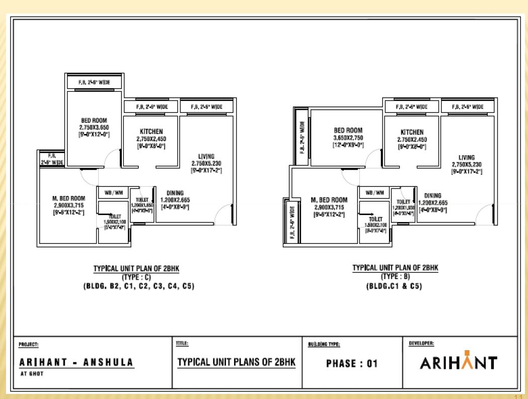 Arihant Anshula Typical units of 2BHK