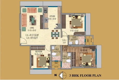 3 Bhk floor plan