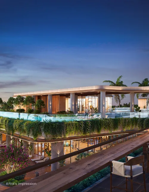 76000 Sq. Ft. Grand 5 level clubhouse (developer visual, illustrative unless marked actual)
