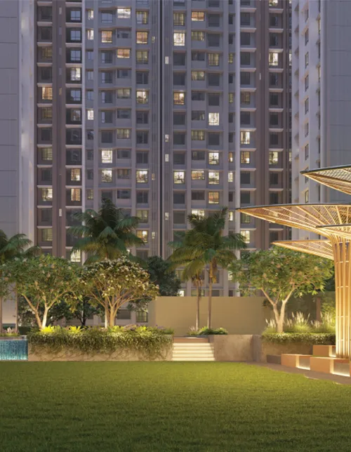 Elevated lifestyle: 3+ acre podium with 40+ amenities (developer visual, illustrative unless marked actual)