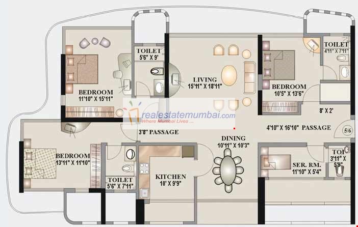 Floor Plan - Kalpataru Horizon, Worli