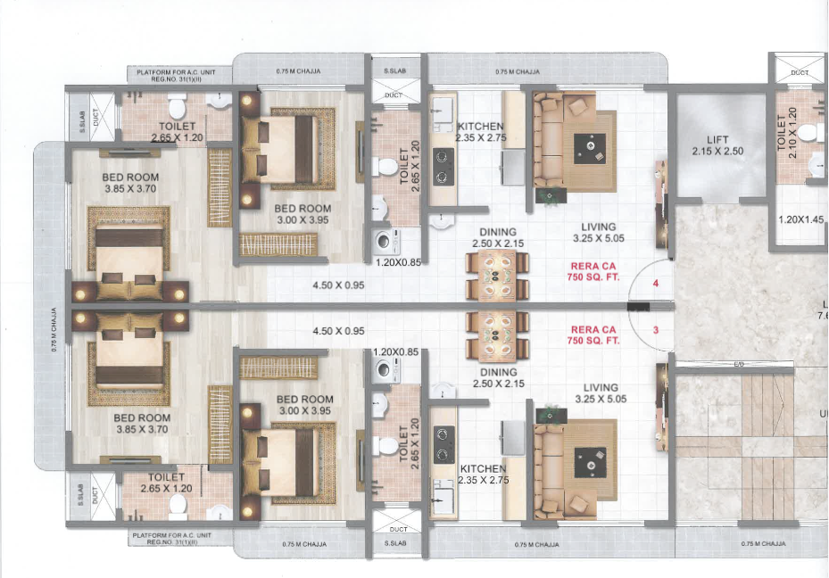 4 BHK Un Furnished in Balaji Pride , Chembur
