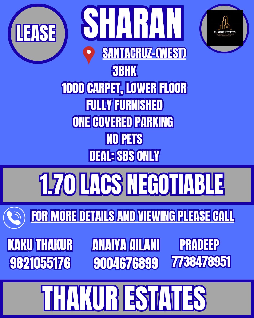 3 BHK Fully Furnished in Sharan, Santacruz West